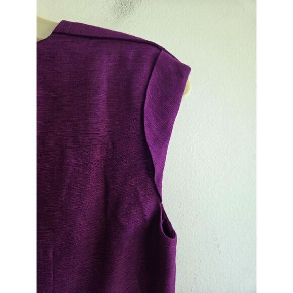 Classiques Entier Wine Purple Silk Linen Tie Waist A-Line Cocktail Dress size 2 - Picture 5 of 10